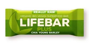 Lifefood Lifebar plus bio tyčinka chia semínka a mladý ječmen 47g