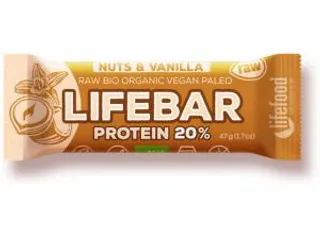 Lifefood Lifebar Protein bio tyčinka vanilka s lískovými oříšky 47g