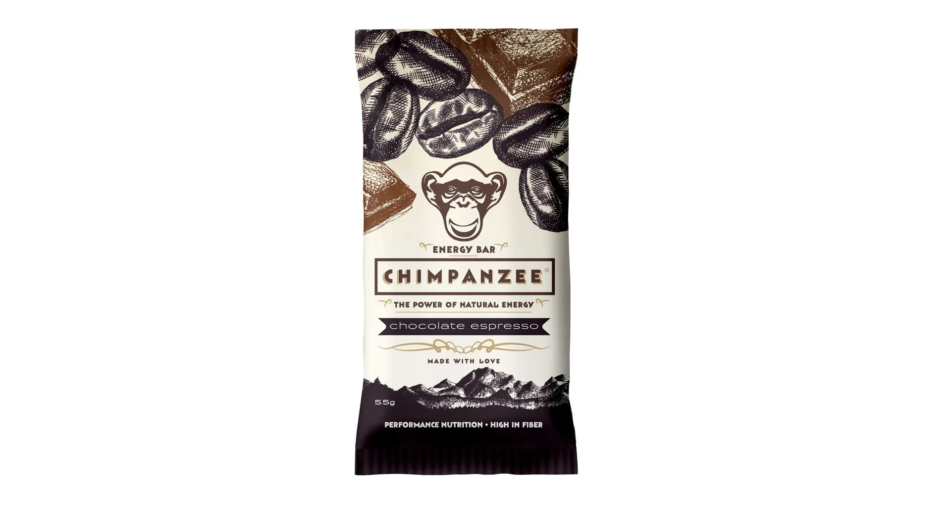 Chimpanzee Energy Bar čokoláda a espresso 55 g