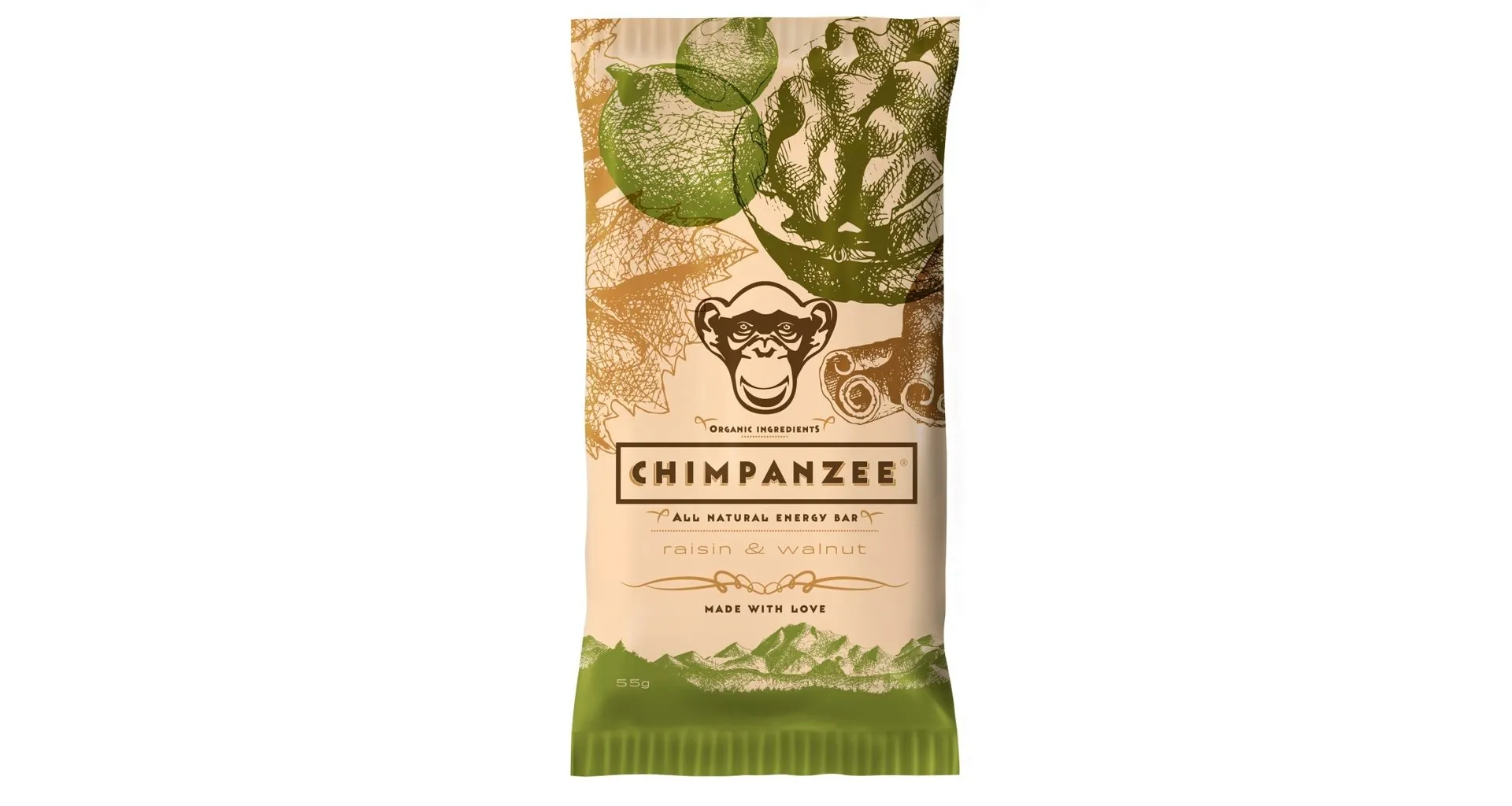 Chimpanzee Energy Bar rozinky a vlašské ořechy 55g