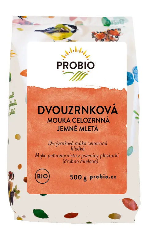 PROBIO Mouka dvouzrnková celozrnná jemně mletá 500g Bio