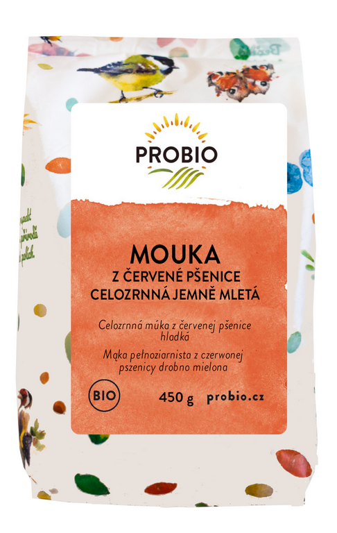PROBIO Mouka z červené pšenice celozrnná jemně mletá 450g Bio