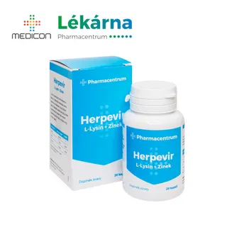Pharmacentrum Herpevir (L-Lysin + Zinek) 20 kapslí