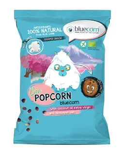 Bluecorn Popcorn z modré kukuřice bezlepkový s himalájskou solí a extra panenským kokosovým olejem 50 g BIO