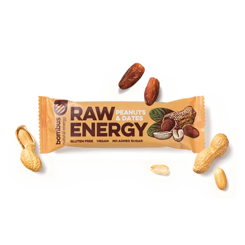 Bombus Raw Energy tyčinka arašídy a datle 50g