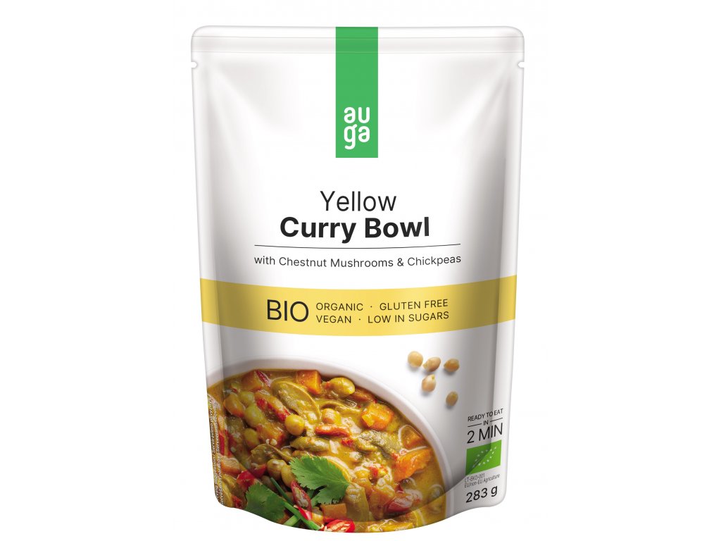 Auga Yellow Curry Bowl se žlutým kari, houbami a cizrnou 283 g BIO