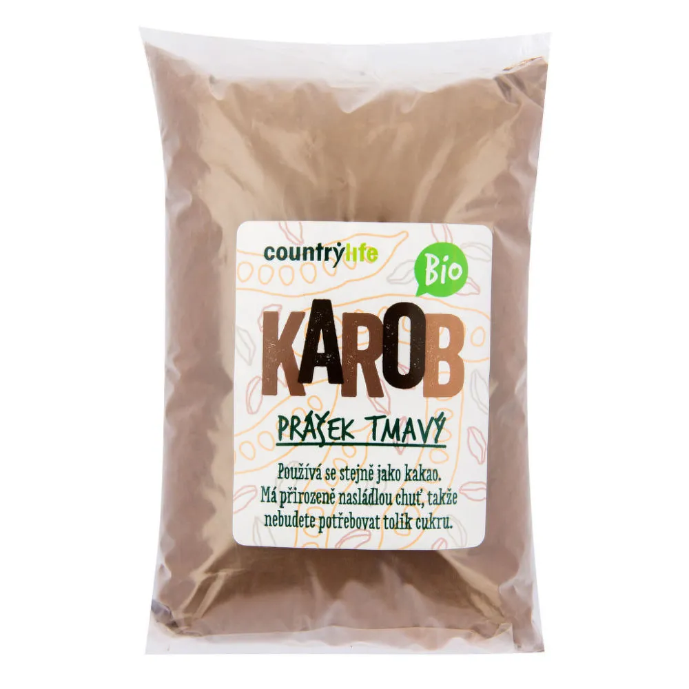 Country Life Karobový prášek tmavý 500 g BIO (Svatojánský chléb)