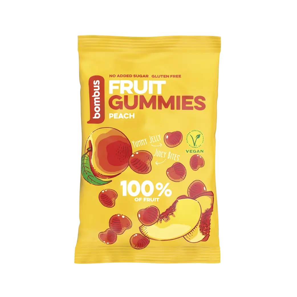 Bombus Fruit Gummies Peach broskvové bonbony 35 g