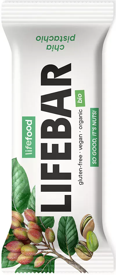 Lifefood Lifebar Raw tyčinka pistáciová s chia semínky 40 g BIO