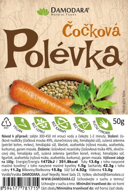 Damodara Instantní polévka čočková 50 g