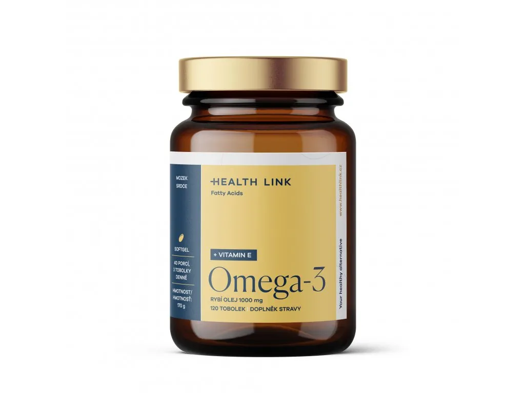 Health Link Omega-3 rybí olej 1000 mg s vitaminem E tobolky 120 ks