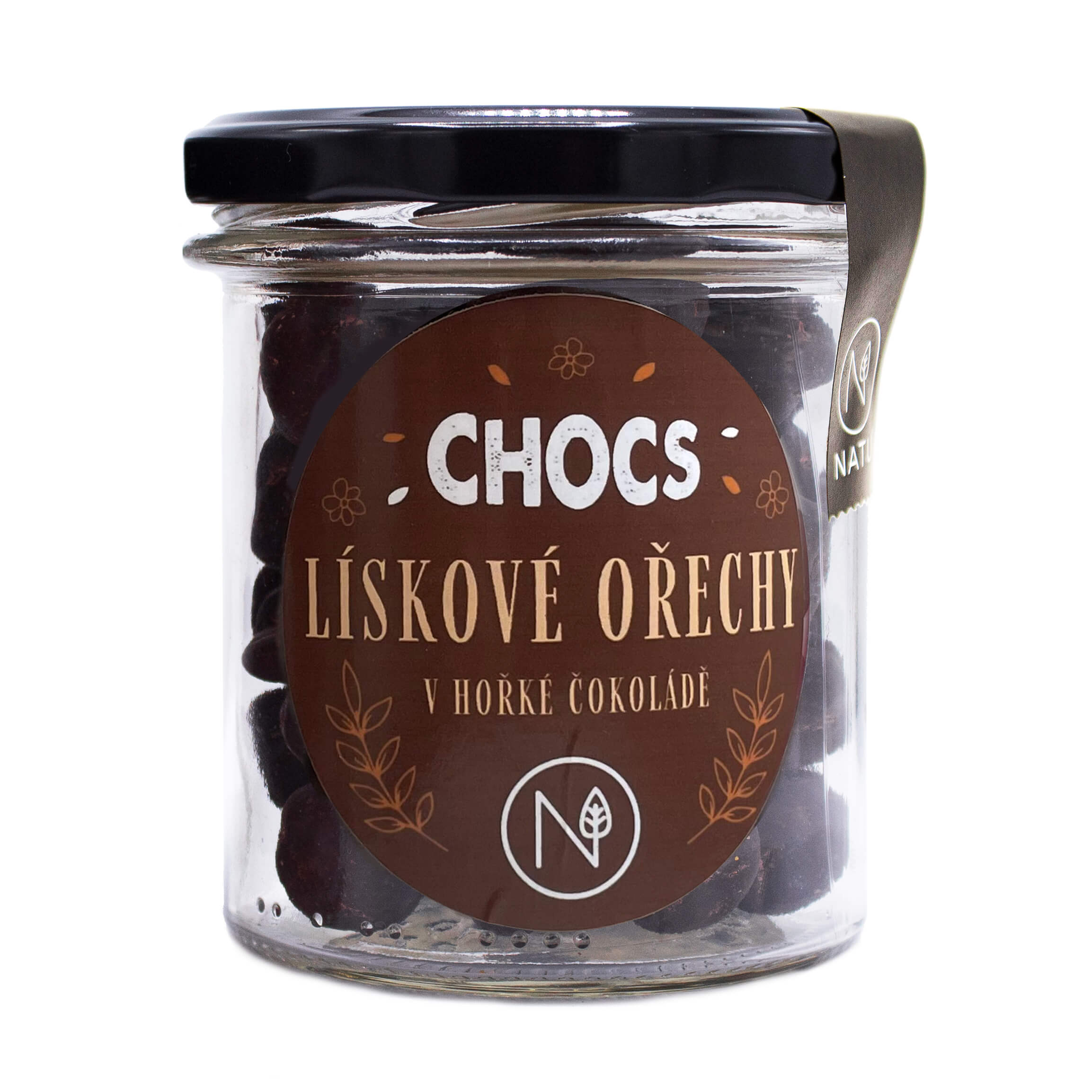 NATU Chocs Lískové ořechy v 70% hořké čokoládě 180 g